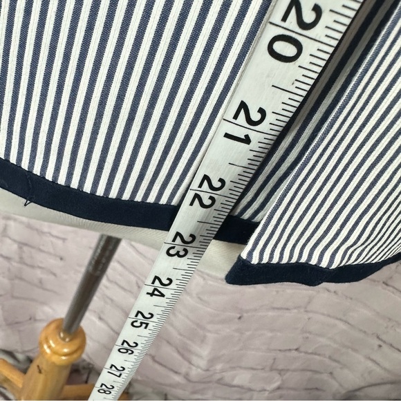 Peck & Peck weekend Navy White pin Striped Blazer sz 6 cotton blend nautical - Picture 4 of 9